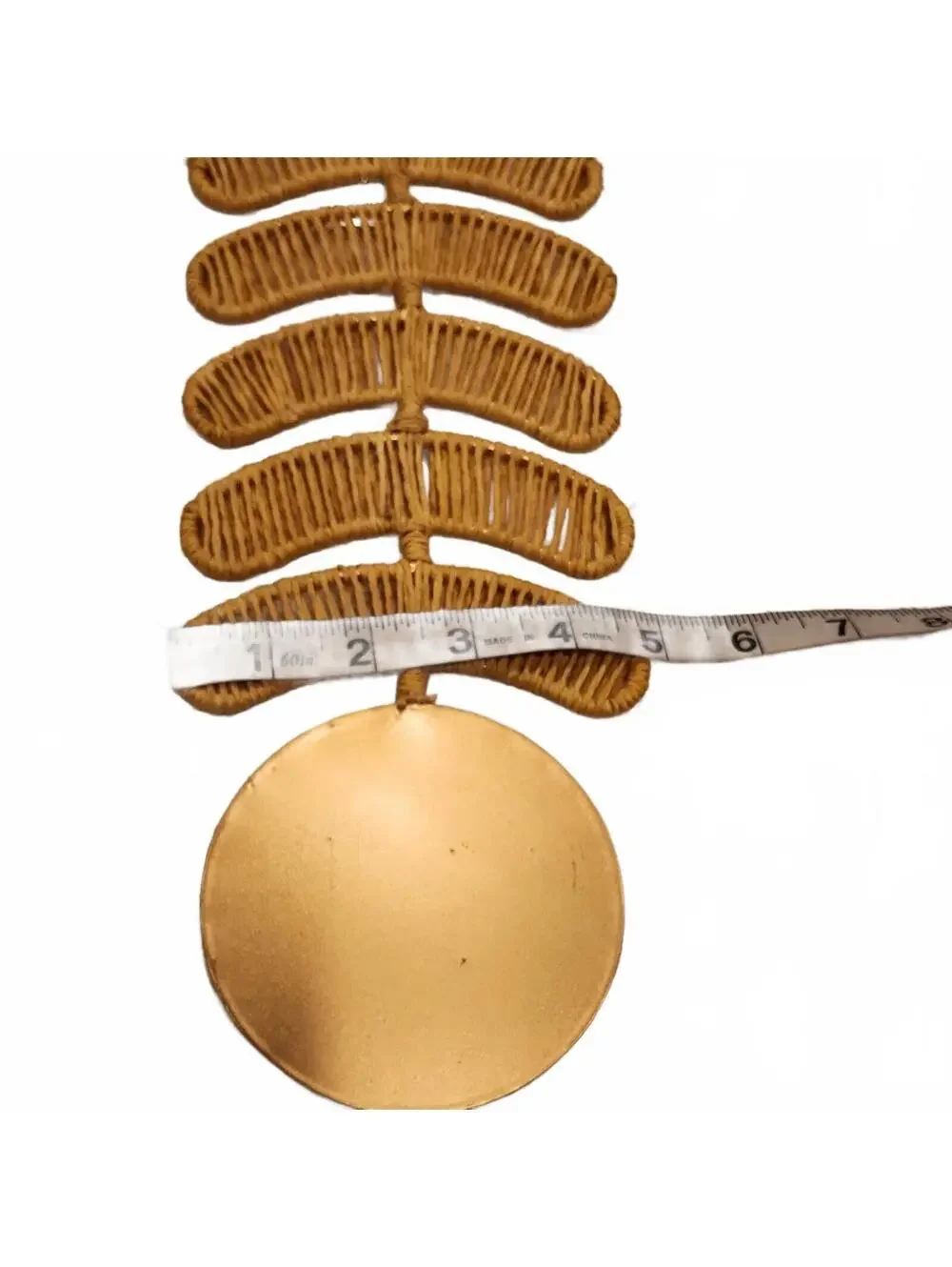 World Market Woven Paper Rope Rattan Wall Hanging Decor Gold Capiz Shell Boho